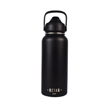 Load image into Gallery viewer, WATERBOTTLE STEEL 1 LITRE BLACK/SILVER
