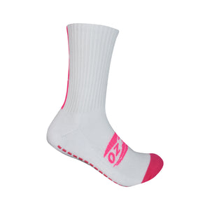 SOCK GRIPAZ WHT/PINK FLURO 2-7