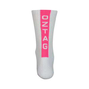 SOCK GRIPAZ WHT/PINK FLURO 2-7